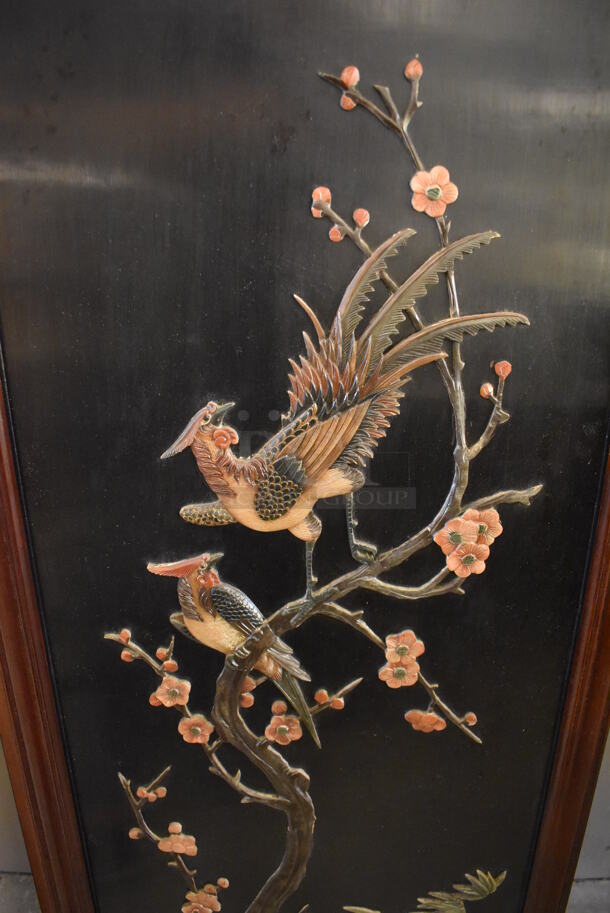 Framed Picture of Peafowl in Asian Style. Goes GREAT w/ Lots 26-28! - Image 5 of 7