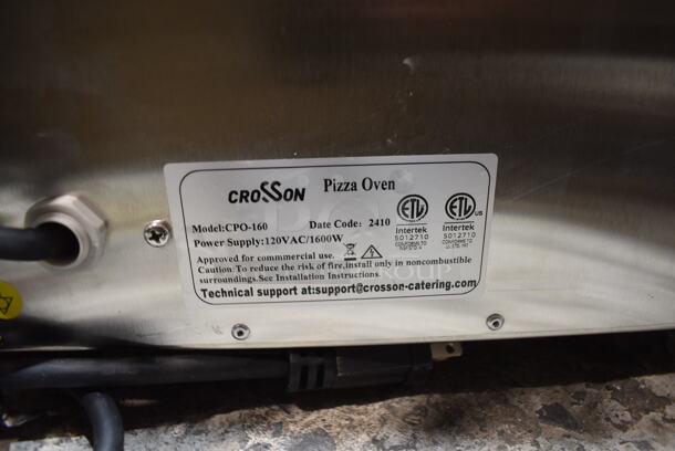2024 Crosson CPO-160 Stainless Steel Commercial Countertop Electric Powered Pizza Oven w/ Broken Cooking Stone. 120 Volts, 1 Phase. Tested and Working! - Image 7 of 7