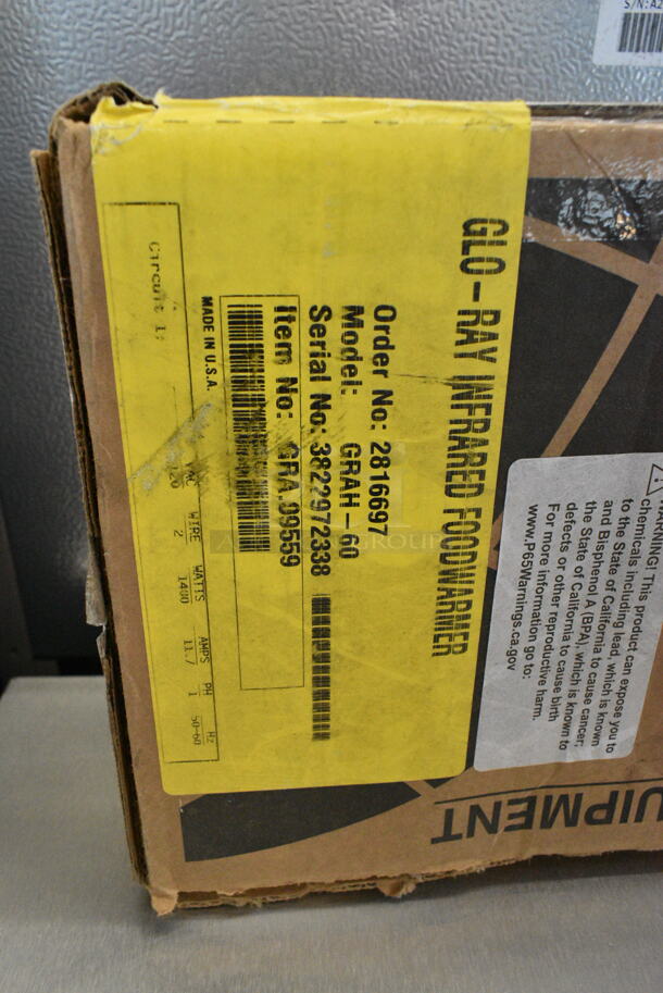 BRAND NEW IN BOX! Hatco GRAH-60 60" Glo-Ray High Wattage Infrared Food Warmer with Toggle Controls, 6" Chains, and S-Hooks. 120 Volts, 1 Phase.  - Image 3 of 3