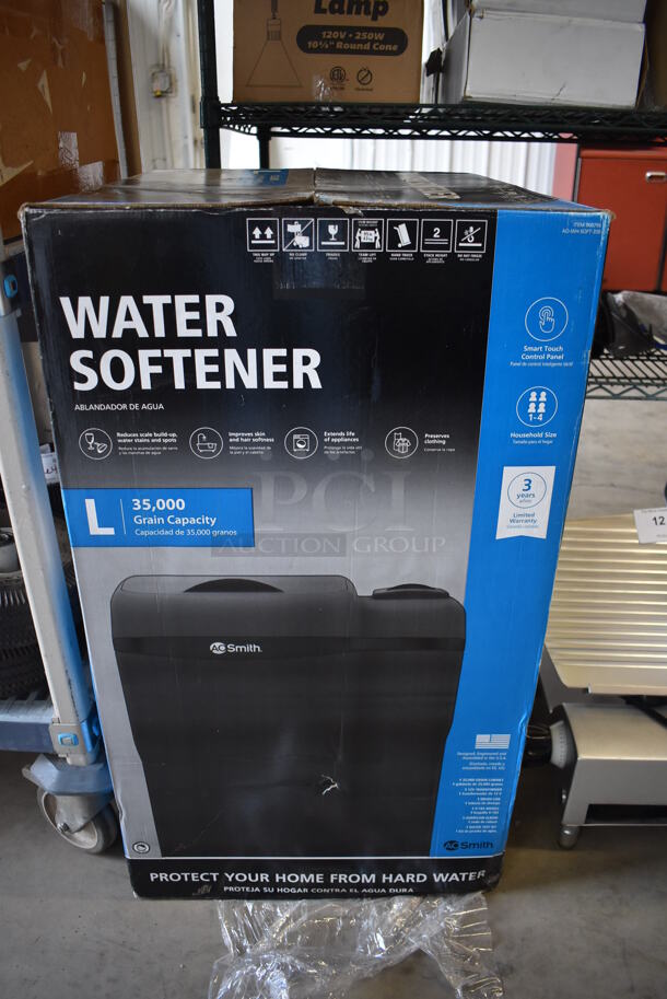 BRAND NEW SCRATCH AND DENT! AO Smith AO-WH-SOFT-350 Metal 35,000 Grain Capacity Water Softener - Image 1 of 6