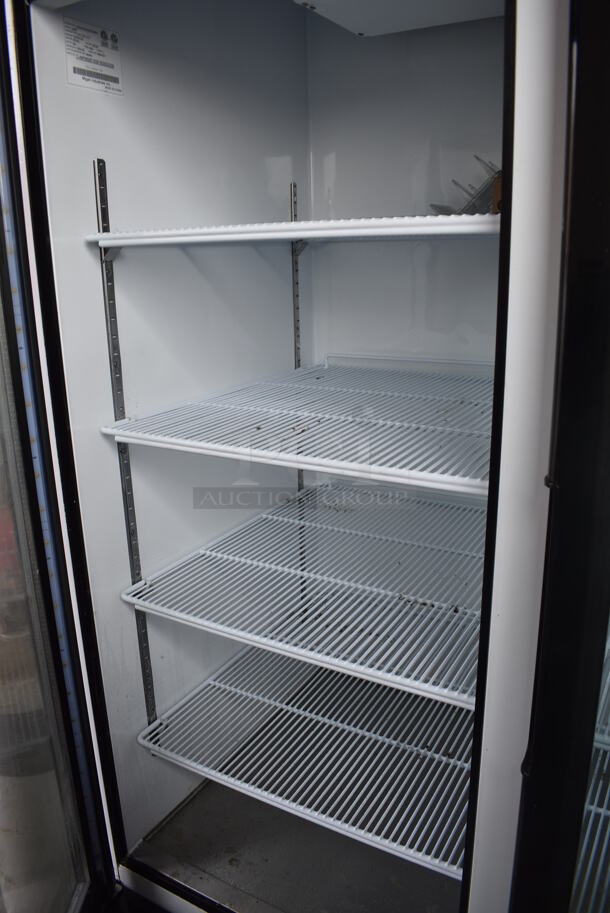 2016 Migali Model C-49FM Metal Commercial 2 Door Reach In Cooler Merchandiser w/ Poly Coated Racks on Commercial Casters. 115 Volts, 1 Phase. 52x32x81. Cannot Test Due To Cut Power Cord - Image 4 of 6