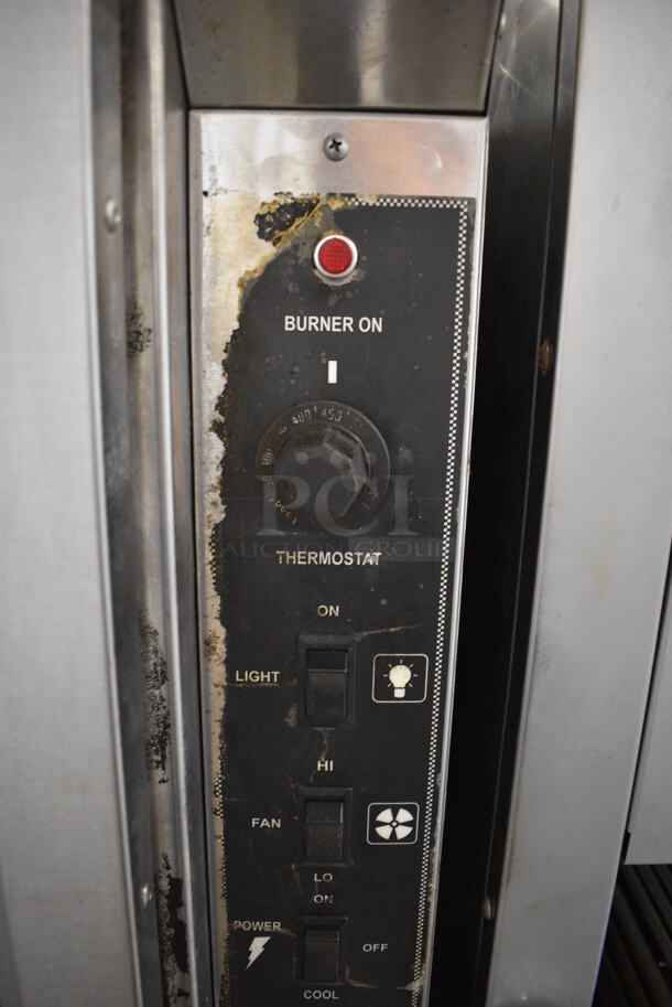 Royal RCOS-1 Stainless Steel Commercial Natural Gas Powered Full Size Convection Oven w/ View Through Door, Solid Door and Metal Racks on Metal Legs. 38x38x63 - Image 4 of 8