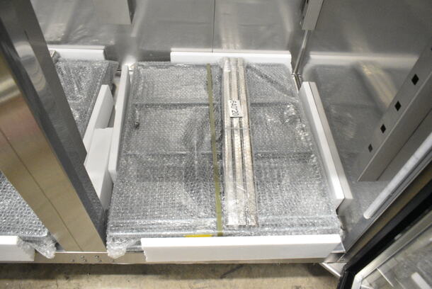 BRAND NEW SCRATCH AND DENT! 2023 Avantco 178Z2RGHC Stainless Steel 54" Glass Door Stainless Steel Reach-In Refrigerator w/ Poly Coated Racks. 115 Volts, 1 Phase.  Tested and Working! - Image 6 of 7