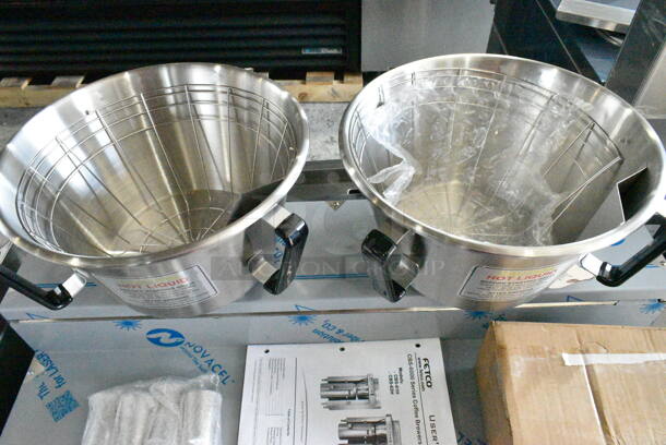 BRAND NEW SCRATCH AND DENT! Fetco CBS-62H C62046 Stainless Steel Twin Automatic Coffee Brewer w/ Hot Water Dispenser and 2 Metal Brew Baskets. No Satellite Server. 120/208-240 Volts, 1 Phase. - Image 11 of 12