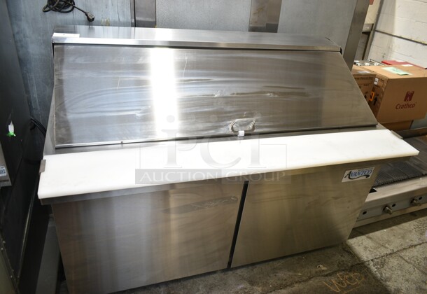 BRAND NEW SCRATCH AND DENT! 2023 Avantco 178SSPT60MHC  60" 2 Door Mega Top Stainless Steel Refrigerated Sandwich Prep Table on Commercial Casters. 115 Volts, 1 Phase. Tested and Working! - Image 2 of 9