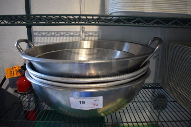 4 Various Metal Bowls. Includes 22x22x8. 4 Times Your Bid!