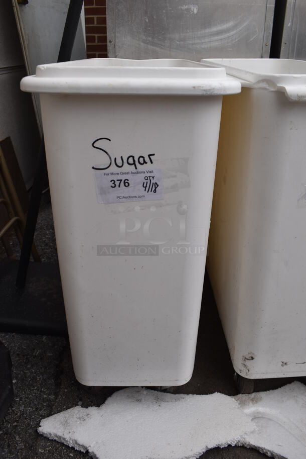 White Poly Ingredient Bin on Commercial Casters. - Image 1 of 2