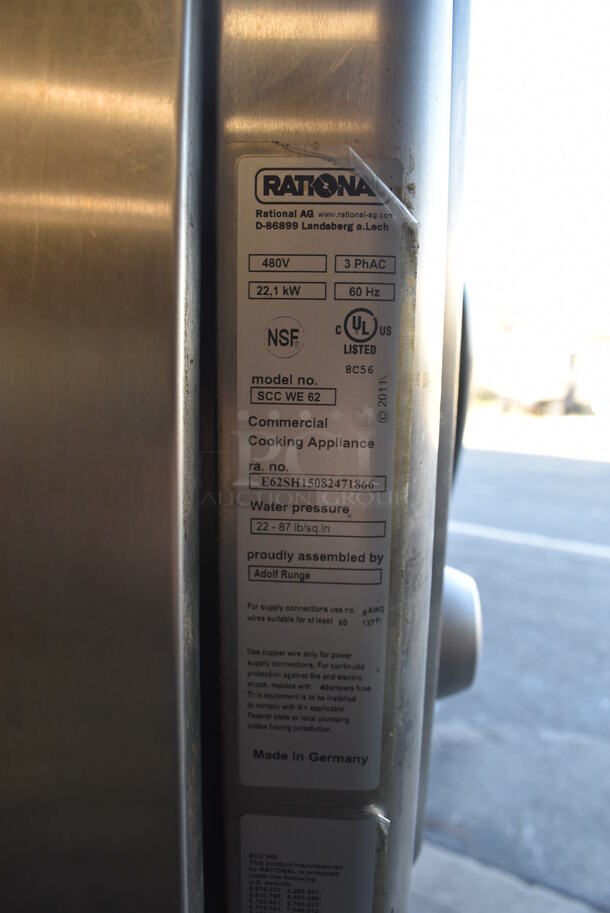 2 2015 Rational Stainless Steel Commercial Combitherm Self Cooking Center Convection Ovens on Commercial Casters. Top Model: SCC WE 62. Bottom Model: SCC WE 102. 480 Volts, 3 Phase. 42x41x73. 2 Times Your Bid!  - Image 8 of 11