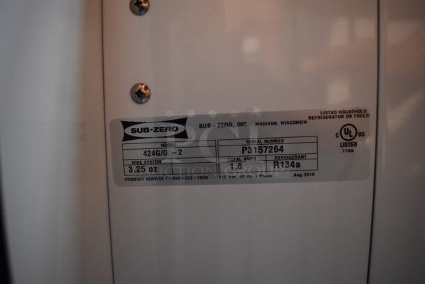 LIKE NEW! Sub Zero 424G/0-2 Metal Mini Wine Chiller Merchandiser. 115 Volts, 1 Phase. Unit Has Only Been Used a Few Times! Tested and Working! - Image 5 of 6