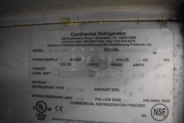 Continental 1R-SA-HD Stainless Steel Commercial 2 Half Size Door Reach In Cooler on Commercial Casters. 115 Volts, 1 Phase. 27x34x82. Tested and Working! - Image 6 of 9