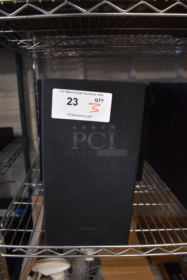 3 Samsung PS-WR45BB Subwoofer Speakers. 110-120 Volts, 1 Phase. 7x11x13.5. 3 Times Your Bid! - Image 1 of 5