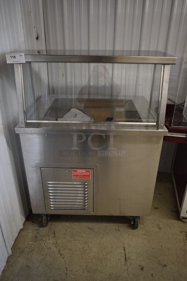 Multiteria CLSX-R-2 Stainless Steel Commercial Floor Style Electric Powered Steam Table w/ Sneeze Guard on Commercial Casters. 120 Volts, 1 Phase. Tested and Working! - Image 1 of 6