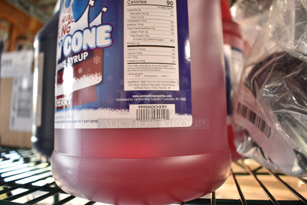6 BRAND NEW SCRATCH AND DENT! Jugs; 3 999SNOCHERY Carnival King 1 Gallon Cherry Snow Cone Syrup and 3 999SLBLRASP Carnival King 1 Gallon Blue Raspberry Slushy 5:1 Concentrate. 6 Times Your Bid! - Image 5 of 6