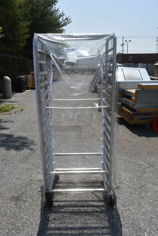 Metal Commercial Pan Transport Rack w/ Clear Cover on Commercial Casters. - Image 1 of 5