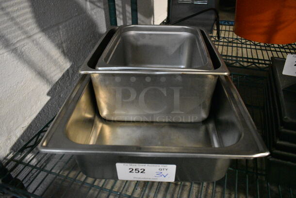 3 Stainless Steel Drop In Bins. Includes 1/1x4, 1/2x6. 3 Times Your Bid!