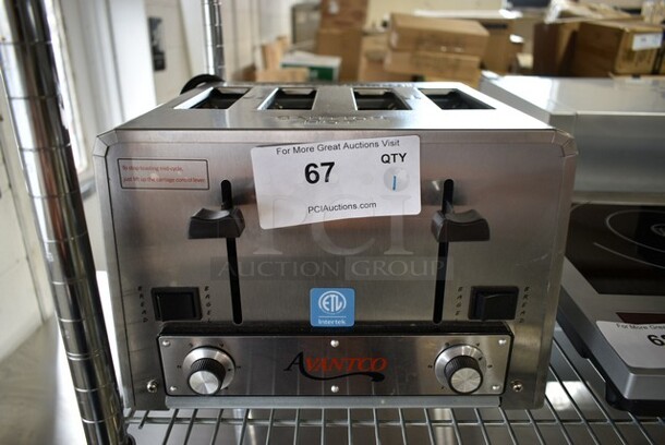 BRAND NEW SCRATCH AND DENT! 2023 Avantco 184THD27240 Stainless Steel Countertop Heavy-Duty Bread/Bagel Switch 4-Slice Commercial Toaster with Wide 1 1/2" Slots. 240 Volts, 1 Phase.  - Image 2 of 4
