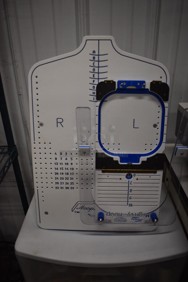 Expert Metal Commercial Floor Style Embroidery Machine on Commercial Casters w/ 2 Tiers Worth of Extra Parts, White 3 Drawer Cabinet of Thread and Pattern Board. Includes 25x34x64 - Image 5 of 12