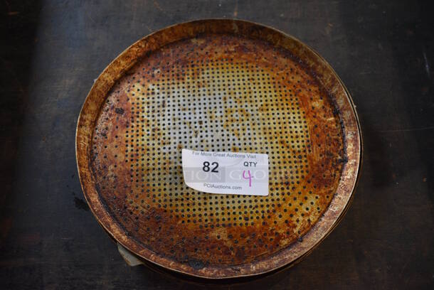 4 Metal Perforated Round Baking Pans. 13x13x1. 4 Times Your Bid!