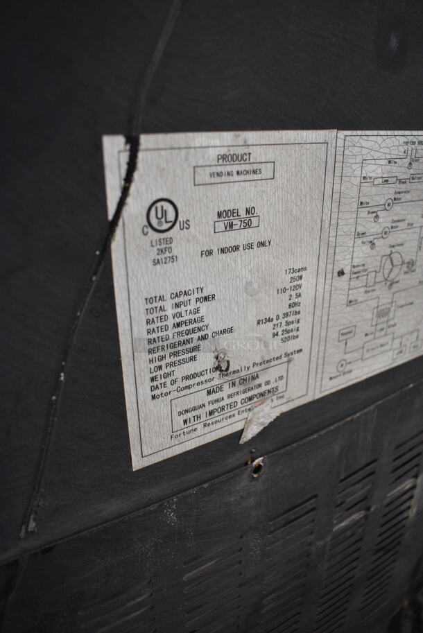 Gaines VM-750 Metal Commercial Vending Machine. Does Not Have Key. 110-120 Volts, 1 Phase. Tested and Working! - Image 6 of 6