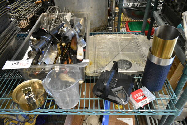 ALL ONE MONEY! Lot of Various Items Including Utensils and Metal Cups - Image 1 of 10