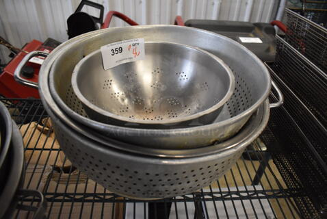 ALL ONE MONEY! Lot of 4 Various Metal Colanders. Includes 19x17x8