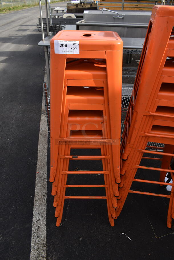 15 Tolix Style Bar Stools; 11 Orange and 5 Gray. 15 Times Your Bid! - Image 2 of 4