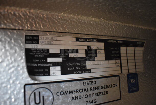 Norlake GR1SSD Stainless Steel Commercial Single Door Reach In Cooler. 115 Volts, 1 Phase. 30x36x83. Tested and Working! - Image 5 of 5