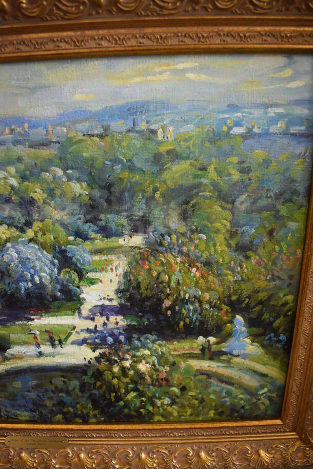 Framed Canvas Painting Reproduction of View of The Tuileries Gardens by Claude Monet From Art Dealer Ed Mero! - Image 4 of 10