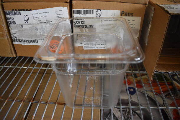 ALL ONE MONEY! Lot of 24 BRAND NEW IN BOX! Cambro 66CW135 Clear Poly 1/6 Size Drop In Bins. 1/6x6