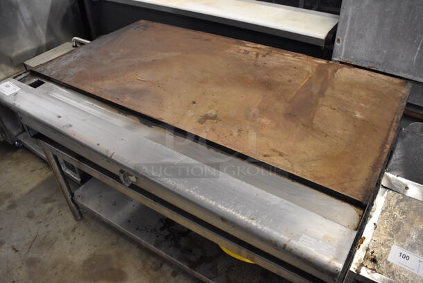 Imperial Stainless Steel Commercial Countertop Natural Gas Powered Flat Top Griddle on Stainless Steel Equipment Stand w/ Under Shelf. 48x31x31 - Image 3 of 6