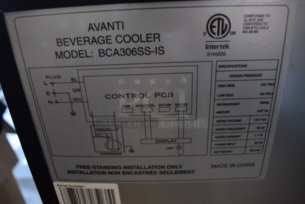 Avanti BCA306SS-IS Metal Commercial Mini Cooler Merchandiser. 115 Volts, 1 Phase. Tested and Working! - Image 5 of 6