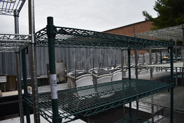 Metro Green Finish 4 Tier Shelving Unit on Commercial Casters. BUYER MUST DISMANTLE. PCI CANNOT DISMANTLE FOR SHIPPING. PLEASE CONSIDER FREIGHT CHARGES. 48x21x68 - Image 2 of 4