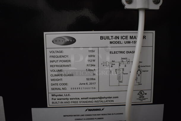 BRAND NEW SCRATCH AND DENT! 2020 Whynter UIM-155a Stainless Steel Commercial Self Contained Ice Machine. 115 Volts, 1 Phase. Tested and Working! - Image 5 of 6