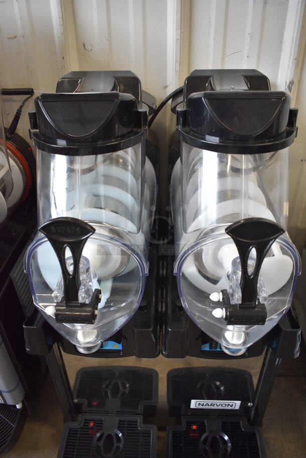 BRAND NEW! Narvon Model AURORA 2 Metal Commercial Countertop 2 Hopper Slushie Machine. Each Hopper Has 1.6 Gallon Capacity. 120 Volts, 1 Phase. 17x22x30. Tested and Powers On But Does Not Get Cold - Image 3 of 5