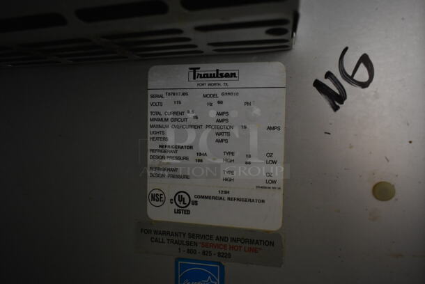Traulsen G20010 Stainless Steel Commercial 2 Door Reach In Cooler w/ Poly Coated Racks on Commercial Casters. 115 Volts, 1 Phase.  Tested and Powers On But Does Not Get Cold - Image 7 of 7