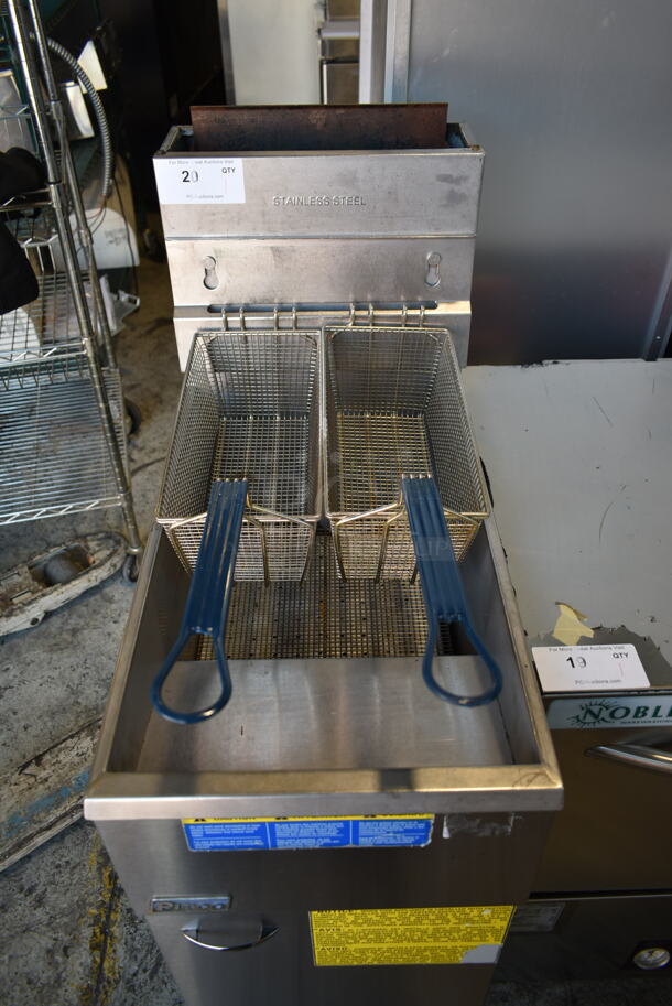 2015 Pitco Frialator 40D Stainless Steel Commercial Floor Style Natural Gas Powered Deep Fat Fryer w/ 2 Metal Fry Baskets. 115,000 BTU. - Image 3 of 8