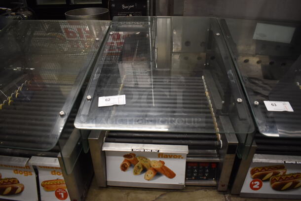 2018 Star 45STBDE Stainless Steel Commercial Countertop Hot Dog Roller w/ Sneeze Guard and Bun Drawer. 120 Volts, 1 Phase. 25x35x26. Tested and Working!