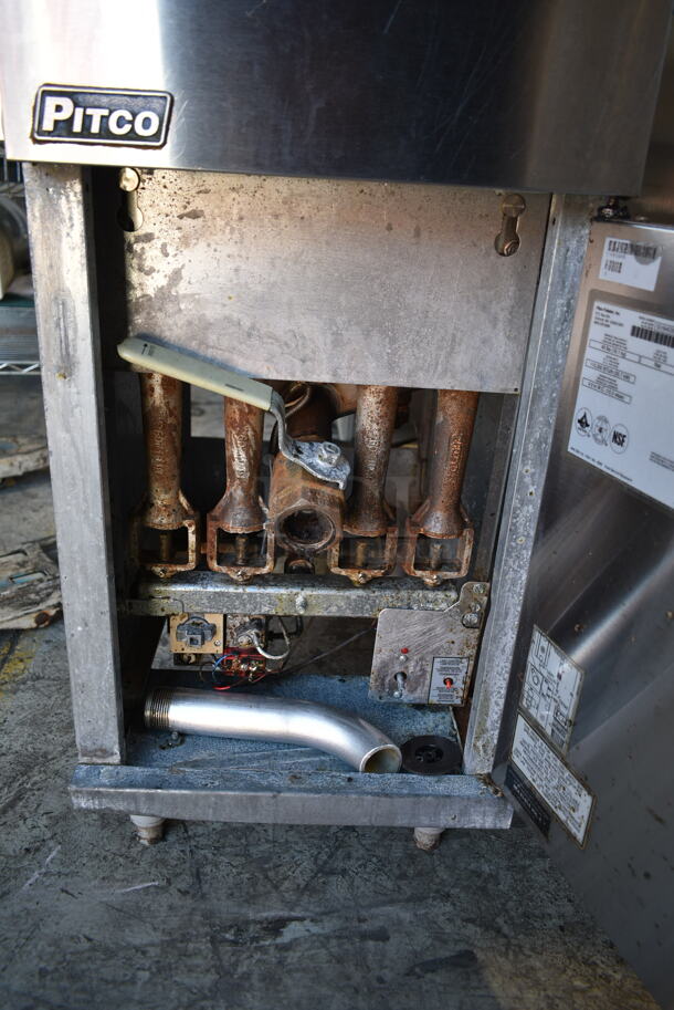 2015 Pitco Frialator 40D Stainless Steel Commercial Floor Style Natural Gas Powered Deep Fat Fryer w/ 2 Metal Fry Baskets. 115,000 BTU. - Image 5 of 8