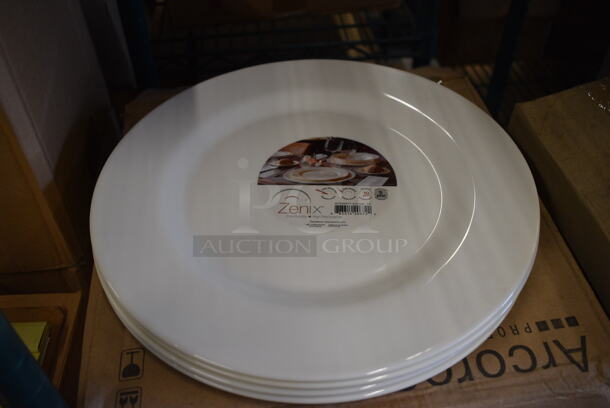28 BRAND NEW! White Ceramic Plates. 12x12x1. 28 Times Your Bid!