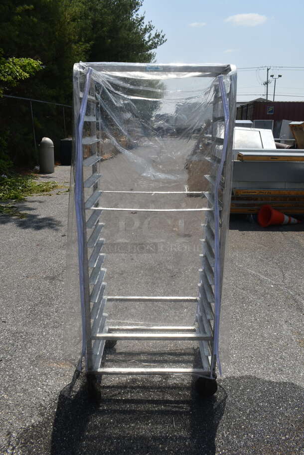 Metal Commercial Pan Transport Rack w/ Clear Cover on Commercial Casters. - Image 1 of 4