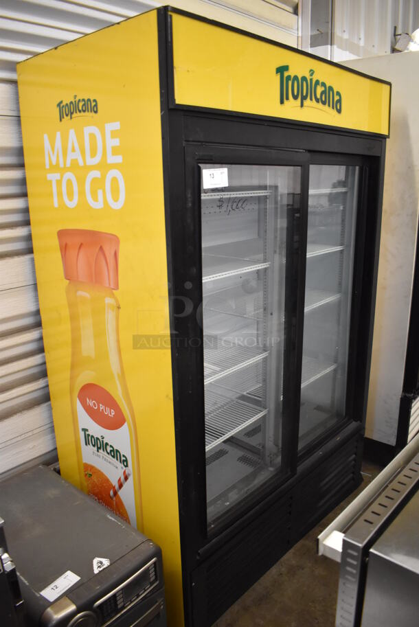 QBD CD45S Metal Commercial 2 Door Reach In Cooler Merchandiser w/ Poly Coated Racks. 115 Volts, 1 Phase. 52x29x79. Tested and Working! - Image 3 of 9