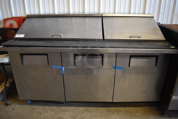 2015 True TSSU-72-30M-B-ST Stainless Steel Commercial Pizza Prep Table on Commercial Casters. 115 Volts, 1 Phase. 72x34.5x46. Tested and Working! - Image 1 of 10