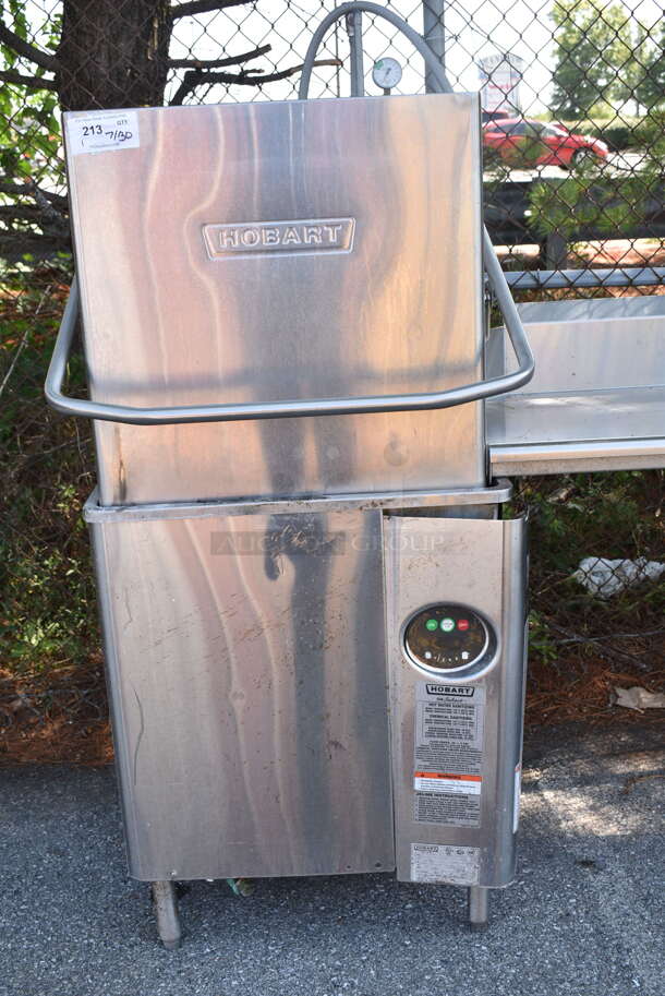Hobart Stainless Steel Commercial Straight Pass Through Dishwasher w/ Right Side Clean Side Dishwasher Table. 208-240 Volts, 3 Phase.  - Image 2 of 9