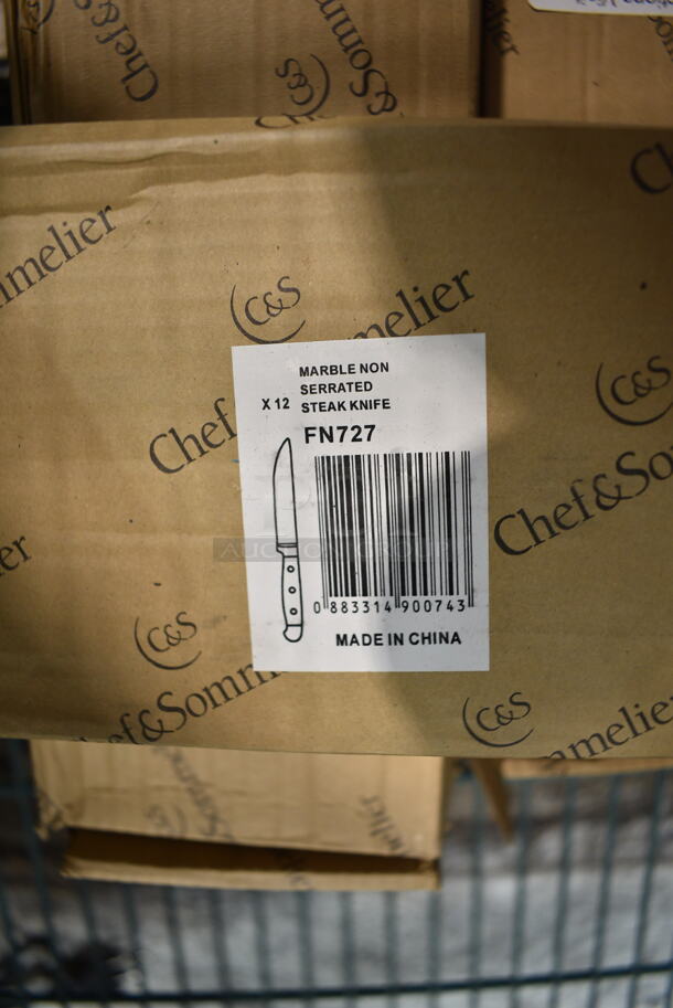 6 BRAND NEW SCRATCH AND DENT! Chef & Sommelier Marble 9 1/4" 18/10 Stainless Steel Extra Heavy Weight Straight Edge Steak Knife by Arc Cardinal - 12/Case. 6 Times Your Bid! - Image 3 of 3