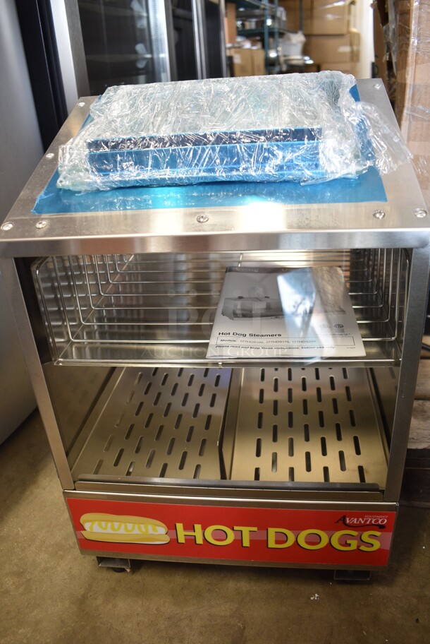 BRAND NEW SCRATCH AND DENT! 2023 Avantco 177HDS175 Stainless Steel Commercial Countertop 175 Dog / 40 Bun Hot Dog Steamer. 120 Volts, 1 Phase. Tested and Does Not Power On - Image 7 of 8