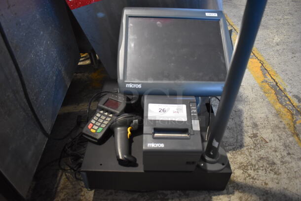 Micros Workstation 5 15" POS Monitor, Epson M129H Receipt Printer, Magtek Credit Card Reader, Motorola Barcode Scanner and Metal Cash Drawer - Image 3 of 12