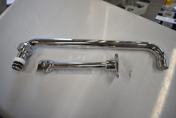 BRAND NEW SCRATCH AND DENT! Regency 600FW84G Wall Mount Faucet with 3 1/2" Swivel Gooseneck Spout and 8" Centers - Image 3 of 6
