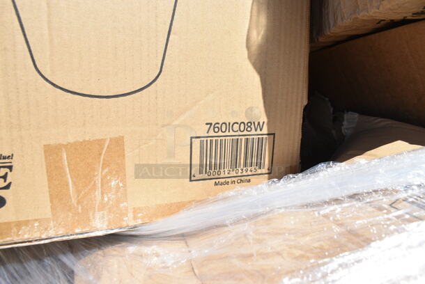 PALLET LOT of 30 BRAND NEW Boxes Including 760IC08W Choice 8 oz. White Paper Frozen Yogurt / Food Cup - 1000/Case, Dart 60HT1 White Foam Hinged Lid Container 6" x 6" x 3" - 500/Case, 2 box 612FFL1230 Choice Foil Steam Table Pan Lid - Full Size - 50/Case, 50020W Choice 20 oz. White Poly Paper Hot Cup, 50010W Choice 10 oz. White Poly Paper Hot Cup - 1000/Case, 127RD32BULK Choice 32 oz. Customizable Microwavable Translucent Round Deli Container - 500/Case, 50012W Choice 12 oz. White Poly Paper Hot Cup - 1000/Case, 395TO991 EcoChoice 9" x 9" x 3" Compostable Sugarcane / Bagasse 1 Compartment Take-Out Box - 200/Case, 500TW16S Choice 16 oz. Translucent Thin Wall Squat Plastic Cold Cup - 1000/Case, 760PCCLEM22 Carnival King 22 oz. Poly Paper Lemonade Cup - 1000/Case. 30 Times Your Bid!  - Image 2 of 12