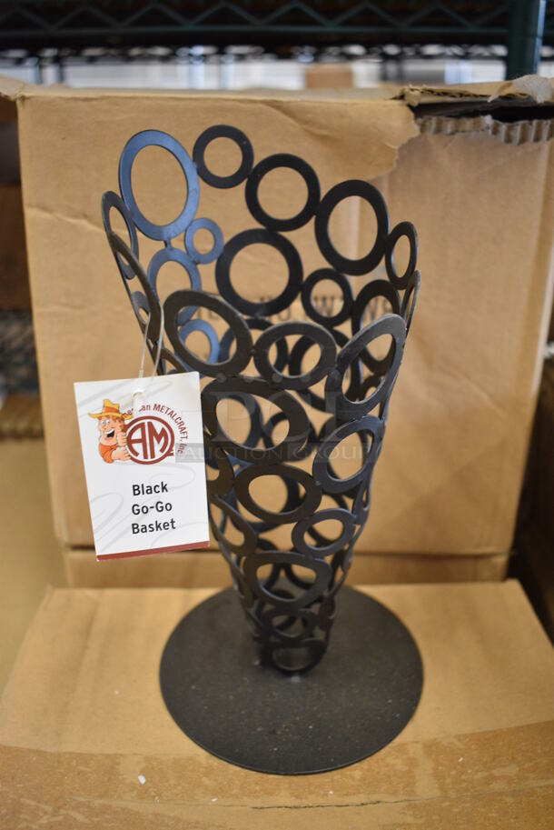 12 BRAND NEW IN BOX! American Metalcraft Black Metal Go Go Baskets. 4.75x4.75x8.75. 12 Times Your Bid! - Image 1 of 4