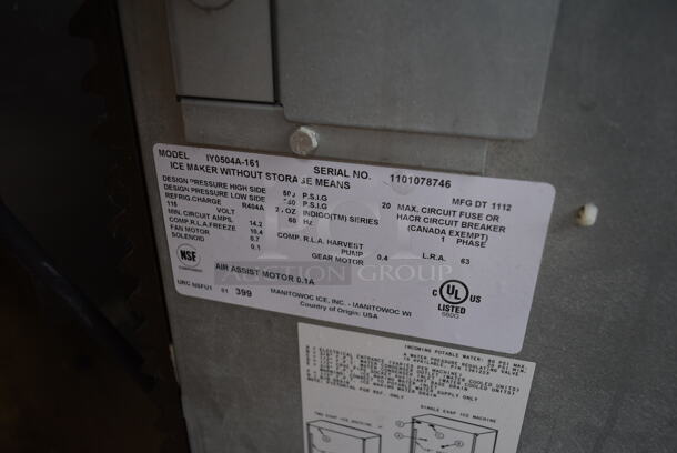 2011 Manitowoc IY0504A-161 Stainless Steel Commercial Ice Head. 115 Volts, 1 Phase. Unit Was Working When Removed.  - Image 3 of 4